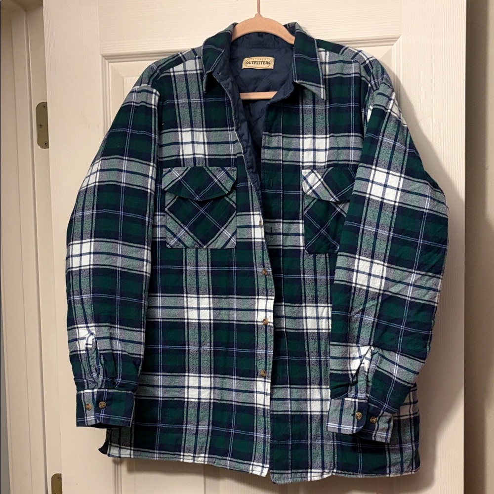Green Plaid Lined Shirt Jacket